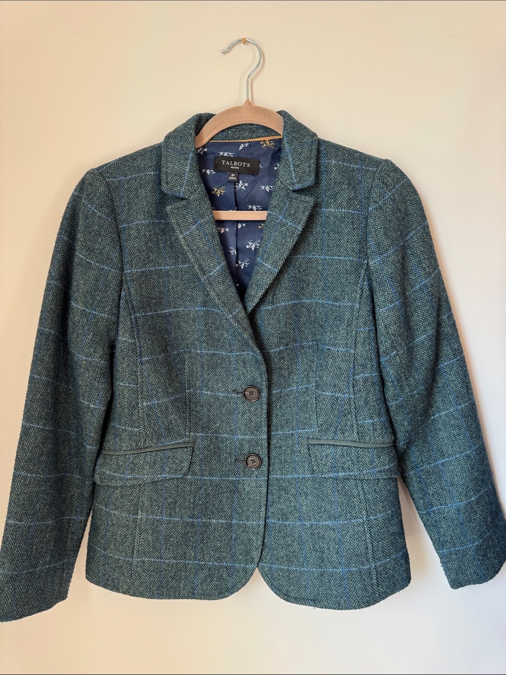 Talbots Teal Equestrian Wool Blazer